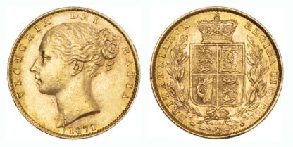 1871 Victoria Shield Sovereign Die 38 Extremely Fine
