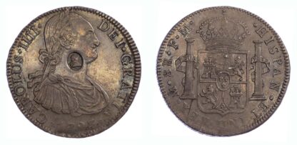 1793 Oval Countermark Struck on 8 Reales of Charles IIII