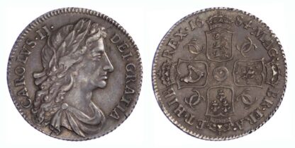 1684 Charles II Shilling Fourth Bust About EF