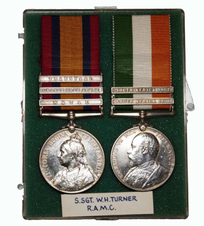 Boer War Pair to the Royal Army Medical Corps awarded to Infirmary Staff Sergeant W.H. Turner