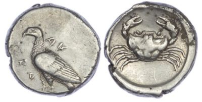Text Box: Silver Didrachm of Akragas, c. 480-470 BC.
