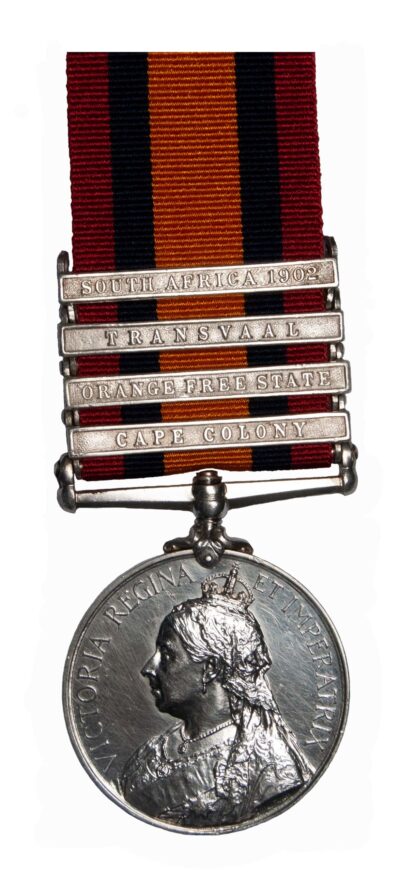 Queen’s South Africa Medal, four clasps, to Private J. Woods