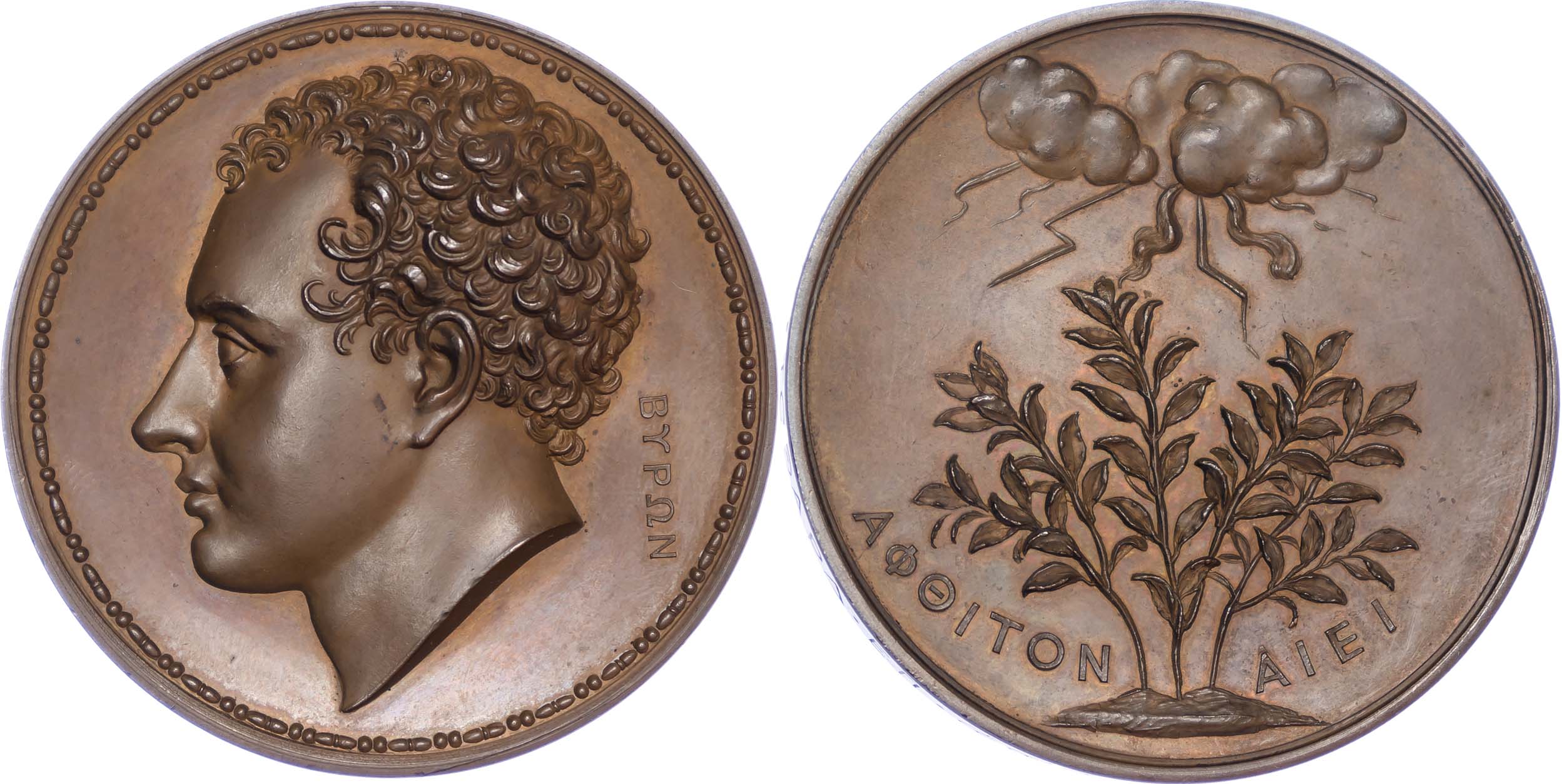 George IV, Death of Lord Byron, 1824, Copper Medal