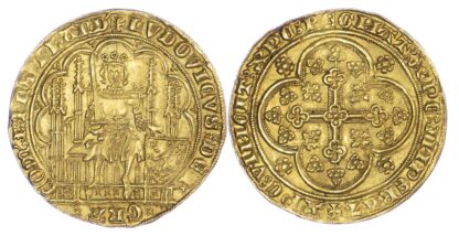 Low Countries, Flanders, Louis II de Mâle, gold Chaise au lion (1369-72)