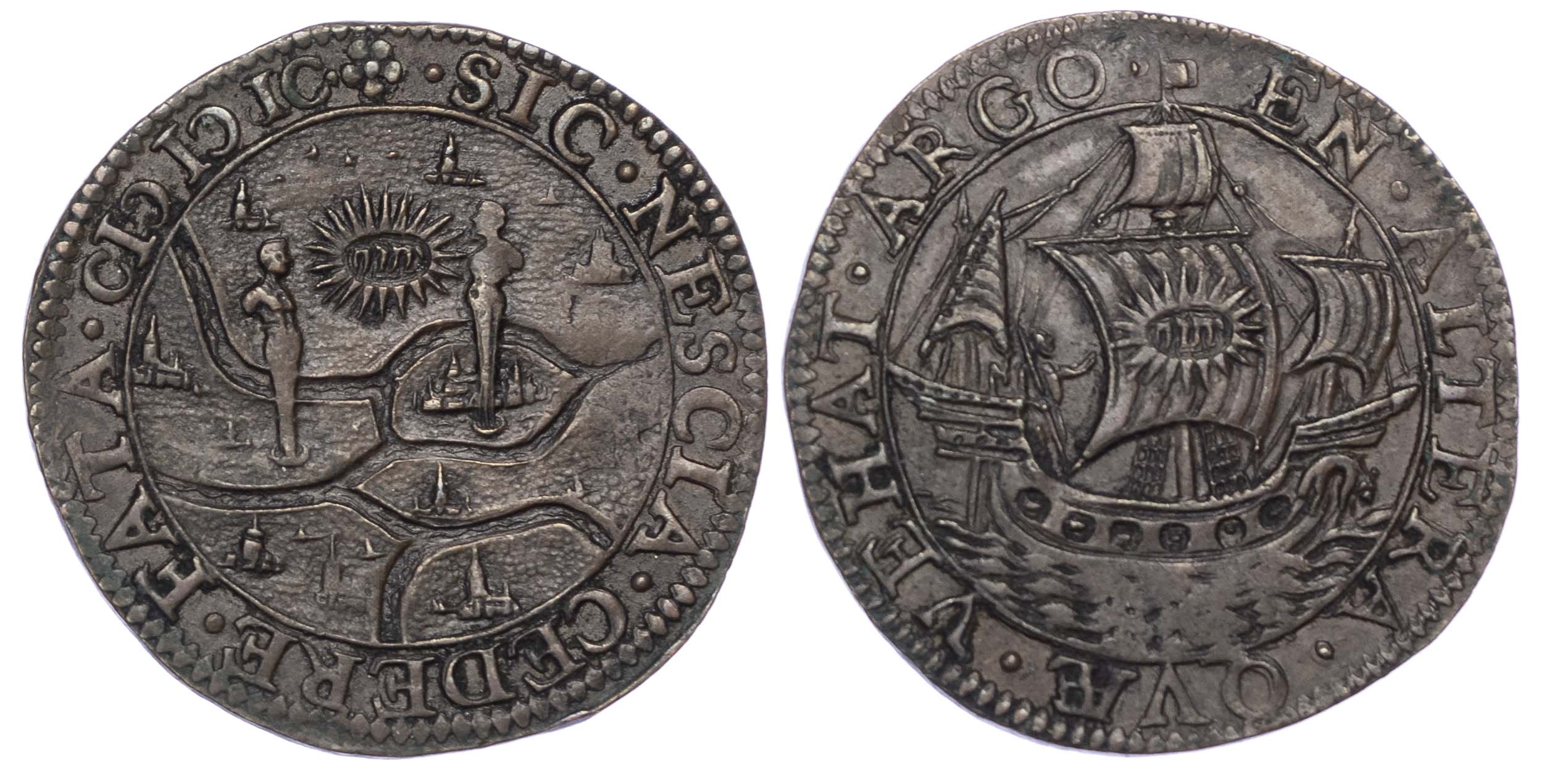 Low Countries / USA, copper jeton, 1599, on the naval expedition to Brazil