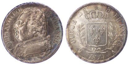 France, Louis XVIII, 1814 5 Francs