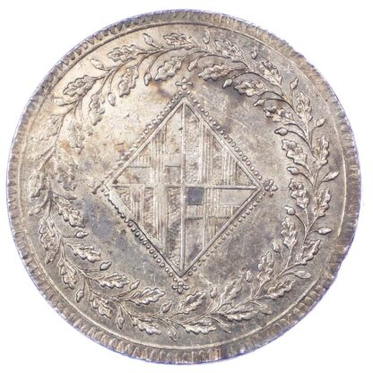 Spain, Barcelona under French occupation, silver 5 Pesetas