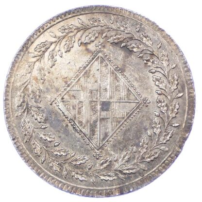 Spain, Barcelona under French occupation, silver 5 Pesetas