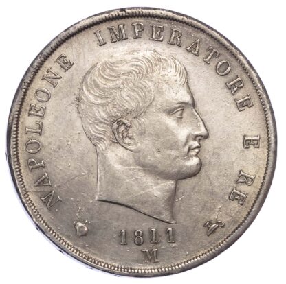 Italy, Kingdom of Italy (1805-14), Napoleon, silver 5 Lire, 1811 M