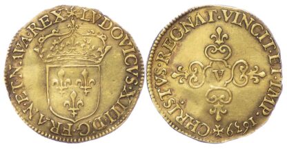 France, Louis XIII, gold Écu, 1639 A (Paris)