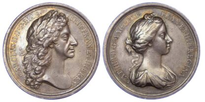 Charles II, Marriage of Charles II and Catherine of Braganza, 1662, Silver Medal