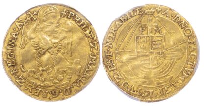 Philip and Mary (1554-58), Gold Angel, Class IV