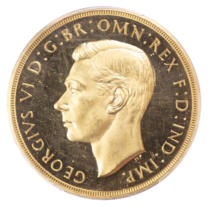 George VI, 1937 Proof Five Pounds Proof 63 Deep Cameo