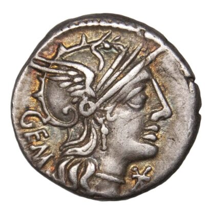 M Aburius M. f. Geminus, Silver Denarius