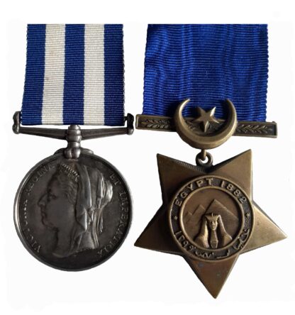 Royal Navy Egypt Medal pair to Carpenter J.W. Barber
