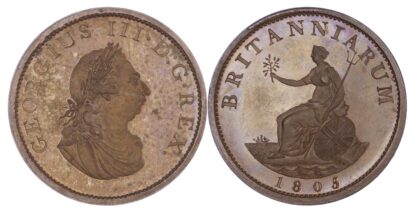 George III (1760-1820) Pattern Restrike Halfpenny, 1805 (BMC.1309)