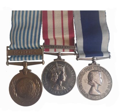 A Royal Navy, Korea, Near East Long Service Group of 3 to Chief Radio Supervisor. K.G. Greenaway