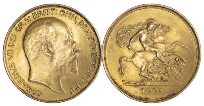Edward VII (1901-10),1902 Impaired Matt Proof Gold Five pounds