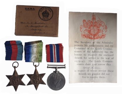 A WW2 Atlantic Convoy Casualty Group of 3 to Donkeyman George Harrison