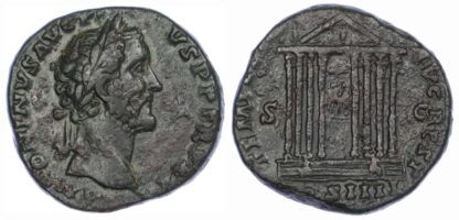 Antoninus Pius, Brass Sestertius, Temple Type