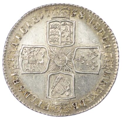 1758 George II Shilling Good Extremely Fine