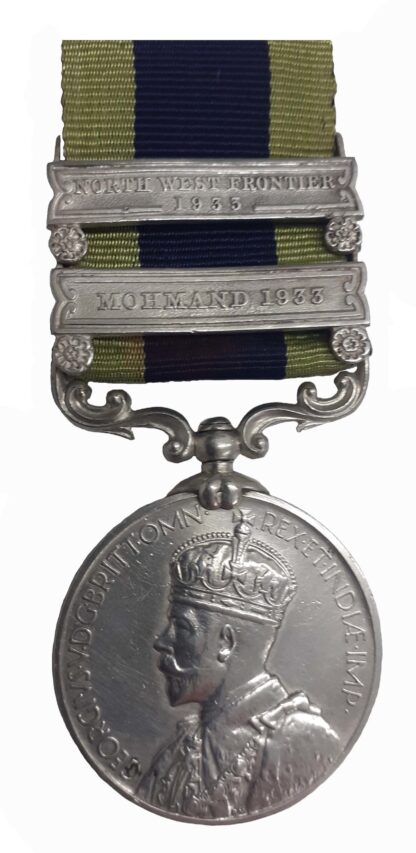 India General Service Medal 1908-35 two clasps Mohmand 1933, North-West Frontier 1935, to Sepoy Hari Chand