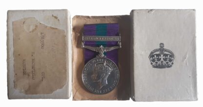 General Service Medal 1918-62, GVIR, one clasp Palestine 1945-48 to Corporal H. Mansfield