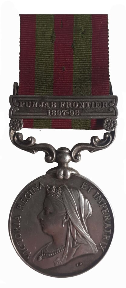 India Medal 1895-1902, QVR, one clasp, Punjab Frontier 1897-98, to Private J. Edwards