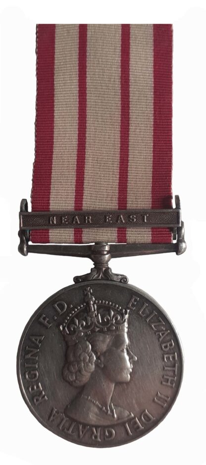 Naval General Service Medal, 1909-62, EiiR, one clasp, Near East, to Naval Airman class1, G.W. Narraway