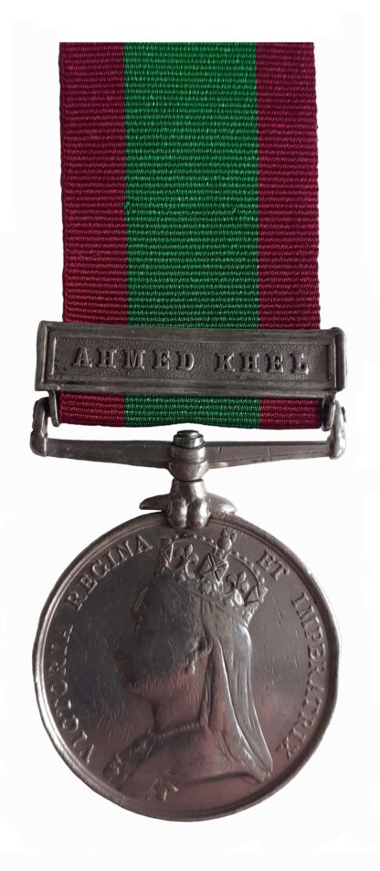 Afghanistan Medal 1878-80, one clasp Ahmed Khel, to Sepoy Noorjoo Goorun