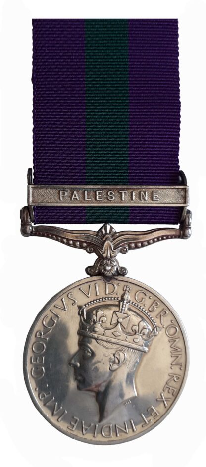 General Service Medal 1918-62, GVIR, one clasp Palestine to B. Constable K.W. Lord