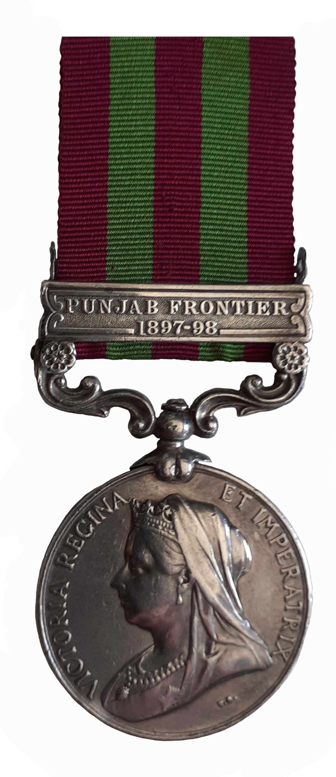 India Medal 1895-1902, QVR, one clasp, Punjab Frontier 1897-98, to Sepoy Bishan Singh