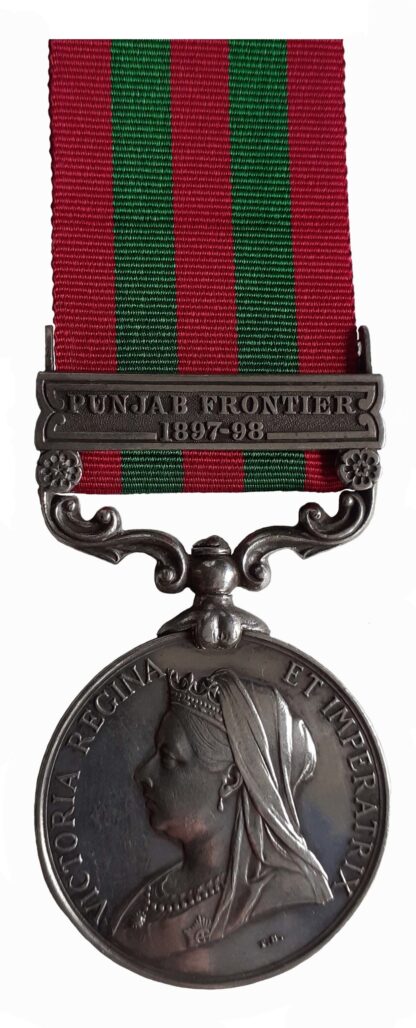 An Extremely Rare, Possibly Unique, India Medal, 1895-1902, QVR, one clasp, Punjab Frontier 1897-98, to Senior Post Master Mr. Kishen Chand