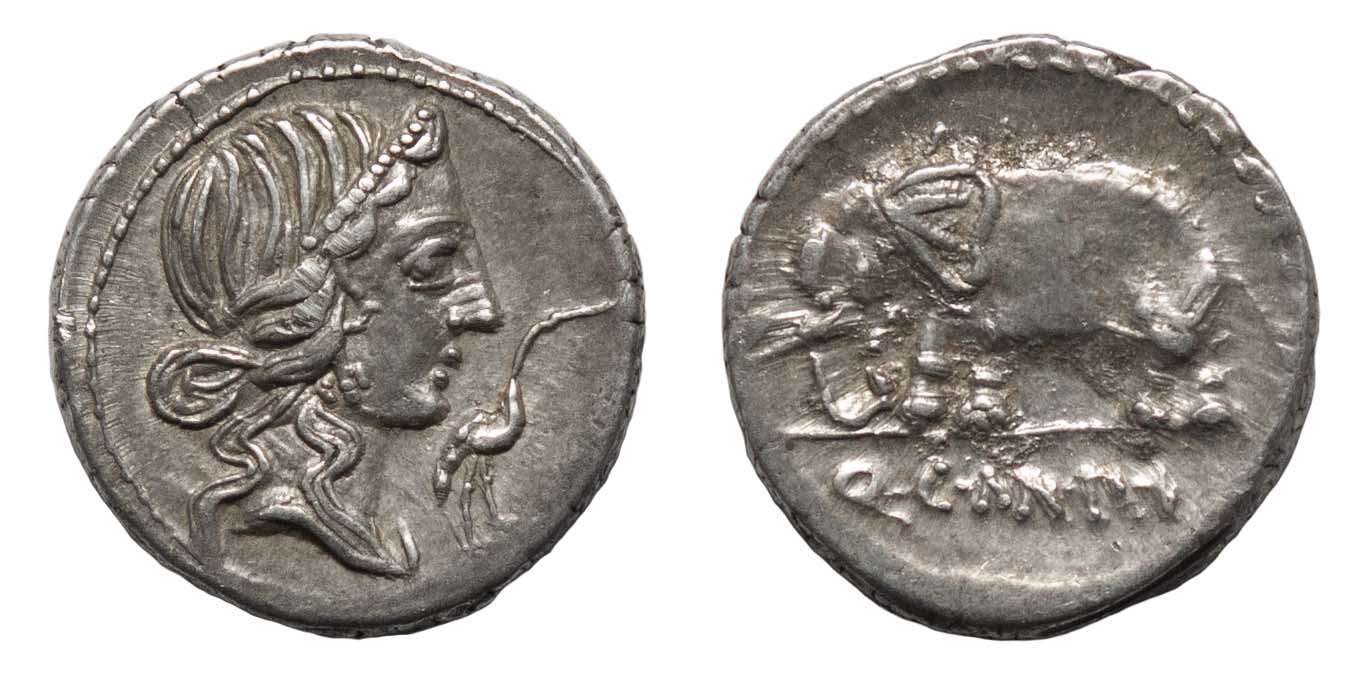 Q. Caecilius Metellus Pius, Silver Denarius