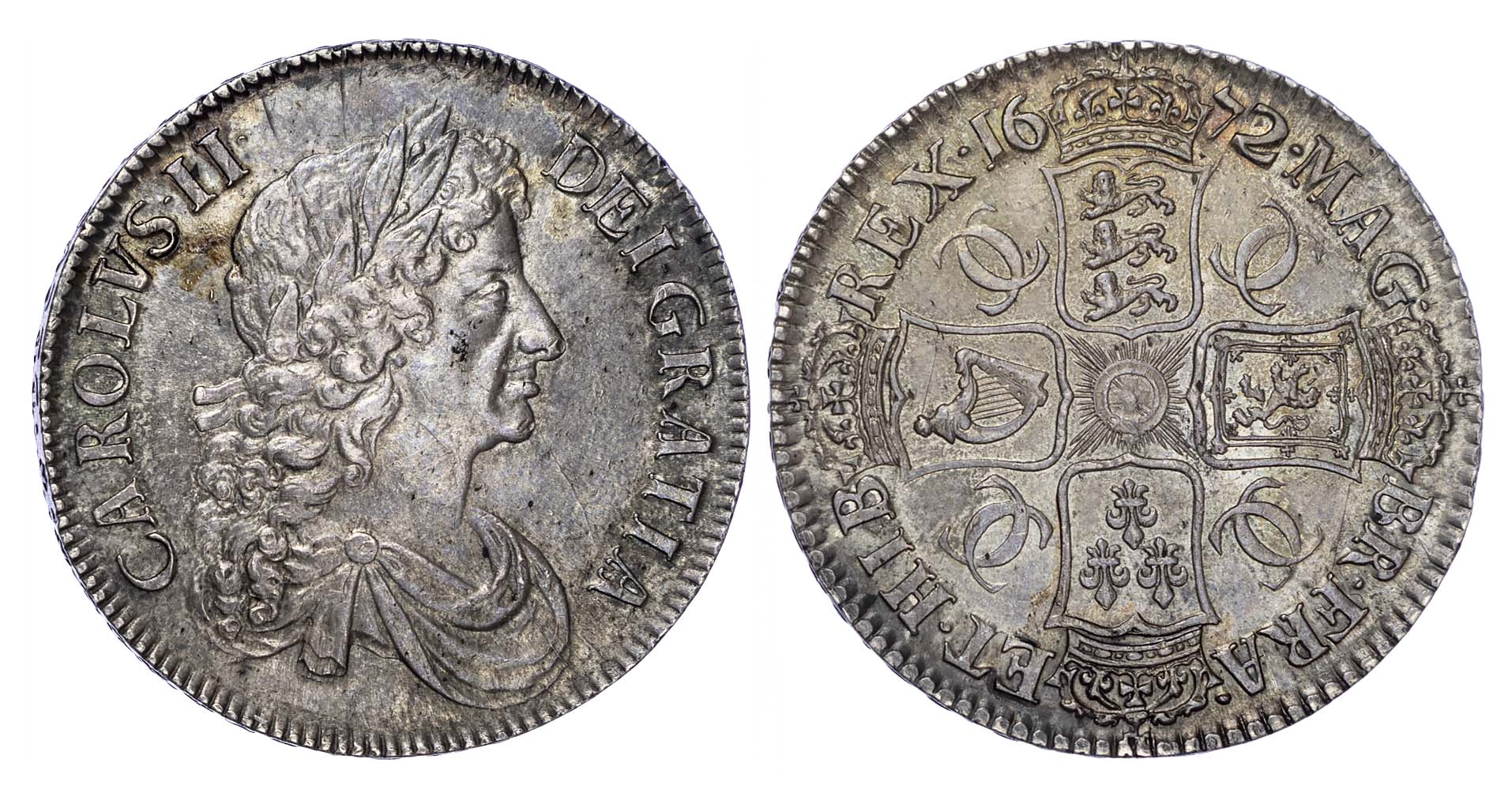 Charles II (1660-85),1672 Crown, Third Bust, Vicesimo Quarto Edge