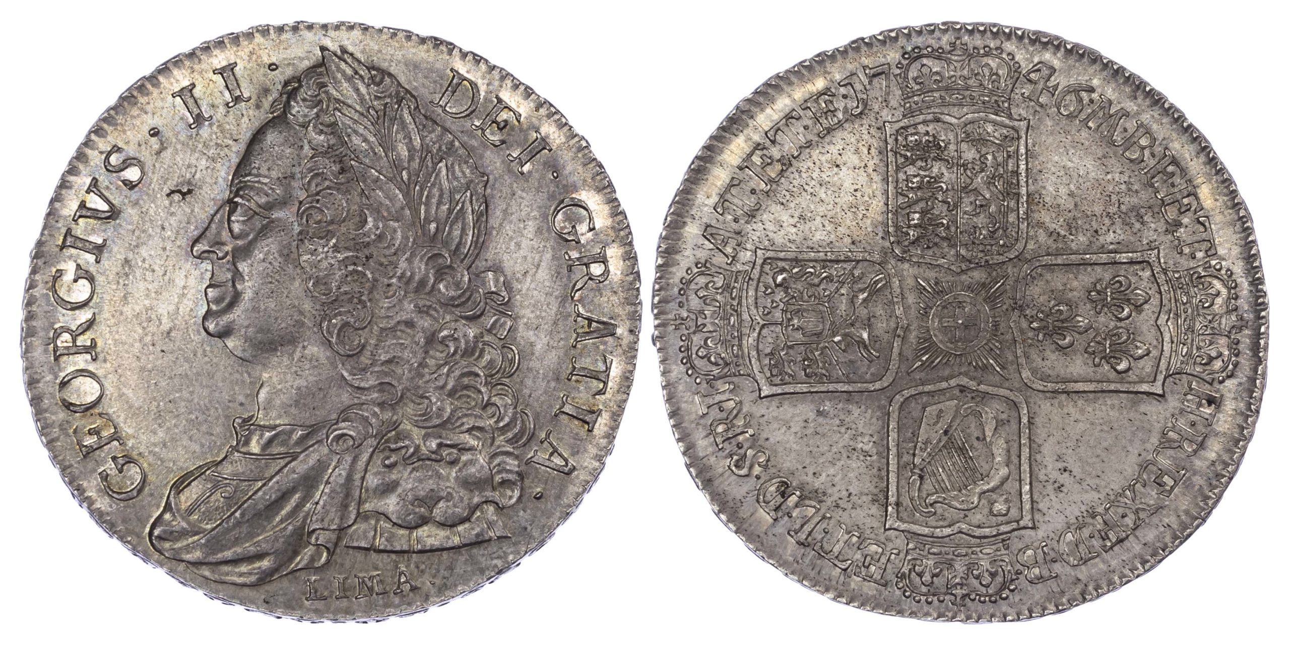 George II (1727-60), Crown, 1746, 'Lima' type