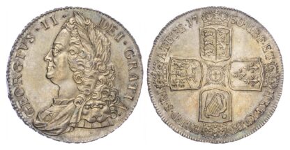 George II (1727-60), Crown, 1750, Older bust, VICESIMO QVARTO Edge