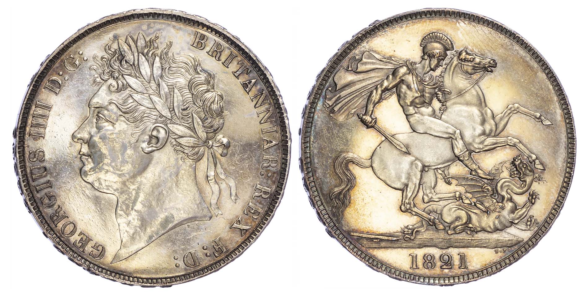 George IV (1820-30), Proof Crown issued in 1821, raised Secundo edge