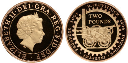 2004 Elizabeth II Gold Proof Two Pounds 200th Anniversary of the Locamotive