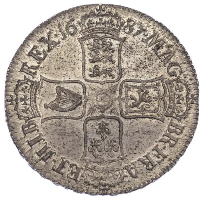 James II (1685-88), 1687 Crown, Second bust, Tertio edge