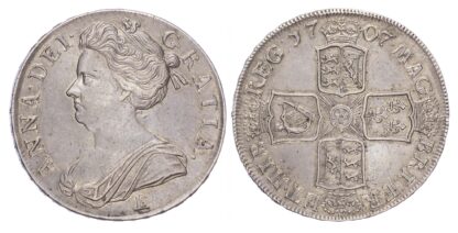 Anne (1702-14), Crown, 1707, E (Edinburgh) below, Sexto edge