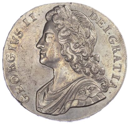 George II (1727-60), Crown, 1736, 'Roses and Plumes', young bust, Nono edge