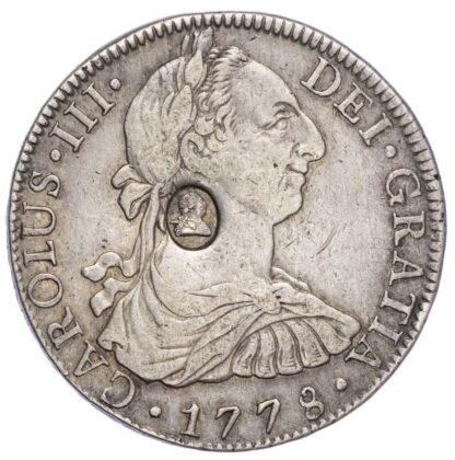 George III (1760-1820), Oval countermark struck on Spanish Eight Reales of King Charles III, 1778