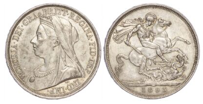 Victoria (1837-1901), Crown, 1893, LVI edge, Old veiled bust