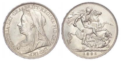 Victoria (1837-1901), 1895, Crown, LIX edge, Old veiled bust