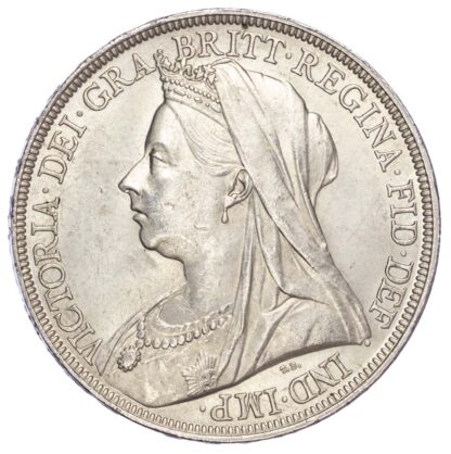 Victoria (1837-1901), 1895, Crown, LIX edge, Old veiled bust