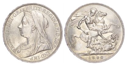 Victoria (1837-1901), 1896, Crown, LX edge, old veiled bust