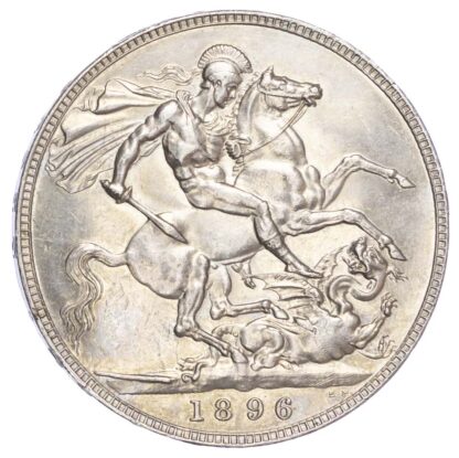 Victoria (1837-1901), 1896, Crown, LX edge, old veiled bust