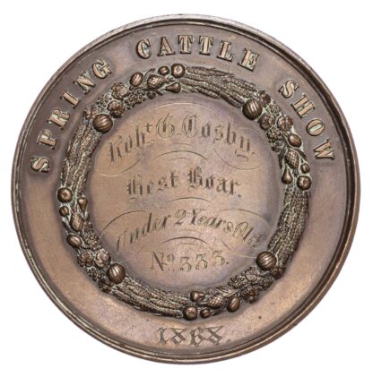 Royal Dublin Society Spring Cattle Show 1868, a Bronze prize medal
