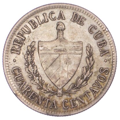 Cuba, First Republic, Silver 40 Centavos, 1920